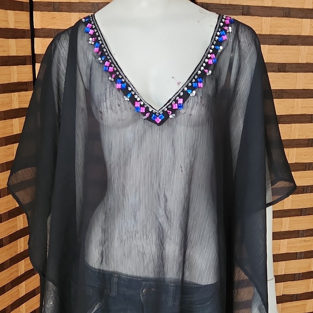 Poncho open swimsuit cover up - Picture 2 of 7